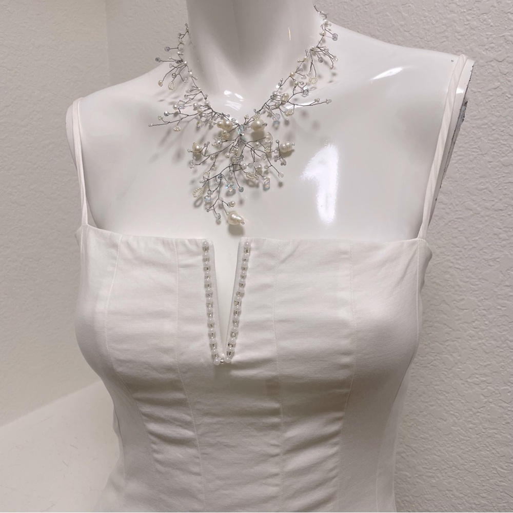 Reformation Kye Midi Dress in White with Custom Beaded front detail | Sz 6 - Picture 2 of 11
